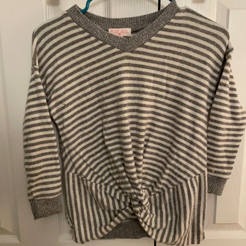 Twist Front Striped Long Sleeve
